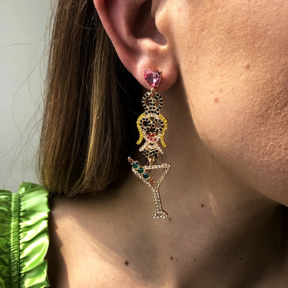 Ding yi Fashion design earrings cartoon portrait cute geometric cocktail glass shape earrings, Colorful
Ding yi Fashion design earrings cartoon portrait cute geometric cocktail glass shape earrings, Colorful