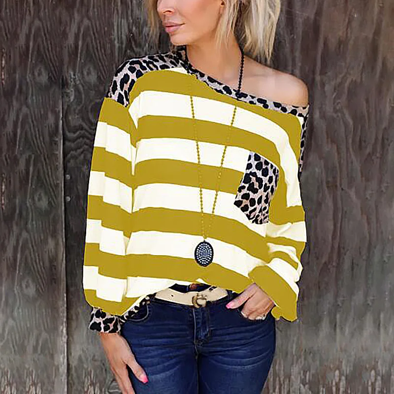 Round Collar Leopard Striped Splicing Casual Loose Plain T Shirts Women White Custom Crewneck Sweatshirts
Round Collar Leopard Striped Splicing Casual Loose Plain T Shirts Women White Custom Crewneck Sweatshirts