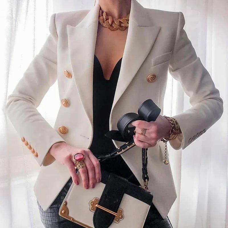 Winter Women Blazer Double Breasted Blazer Coat Fashion Slim long Sleeve Elegant Suit Jacket Office Women Blazer Spring Autumn
Winter Women Blazer Double Breasted Blazer Coat Fashion Slim long Sleeve Elegant Suit Jacket Office Women Blazer Spring Autumn