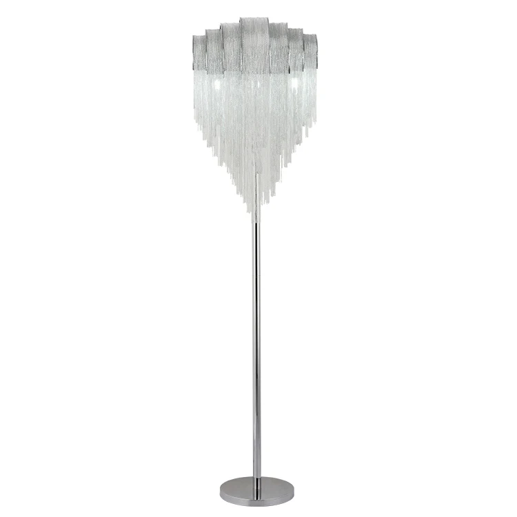 Antique Home hotel Design Luxury Aluminum Chain tassel led light floor Standing Floor Lamp