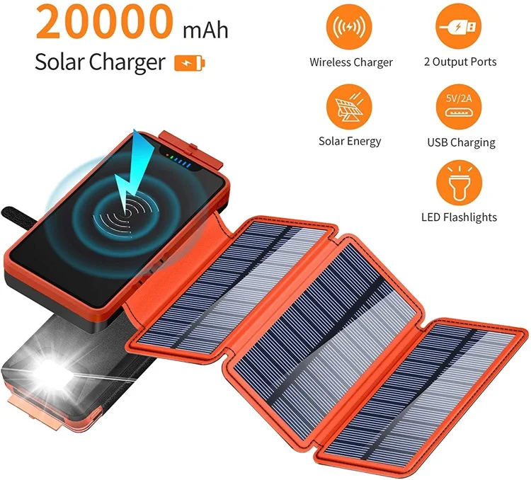 Solar Charger 20000mAh Wireless Portable Power Bank with Dual USB External Battery Waterproof Solar Phone Charger for Outdoors
Solar Charger 20000mAh Wireless Portable Power Bank with Dual USB External Battery Waterproof Solar Phone Charger for Outdoors