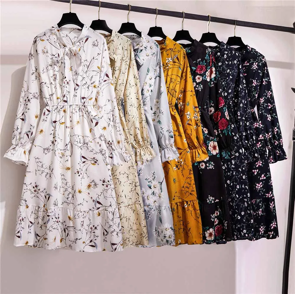 Fashion Vintage Floral Printing Chiffon Dress Summer Women Long Sleeved Dress Retro Collar Casual Slim Dresses, Customized color
Fashion Vintage Floral Printing Chiffon Dress Summer Women Long Sleeved Dress Retro Collar Casual Slim Dresses, Customized color