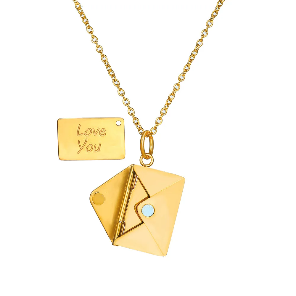 Love Letter Envelope Pendant Necklace Customized Stainless Steel Jewelry Confession Love You for Valentine Day Mother Day Gift
Love Letter Envelope Pendant Necklace Customized Stainless Steel Jewelry Confession Love You for Valentine Day Mother Day Gift