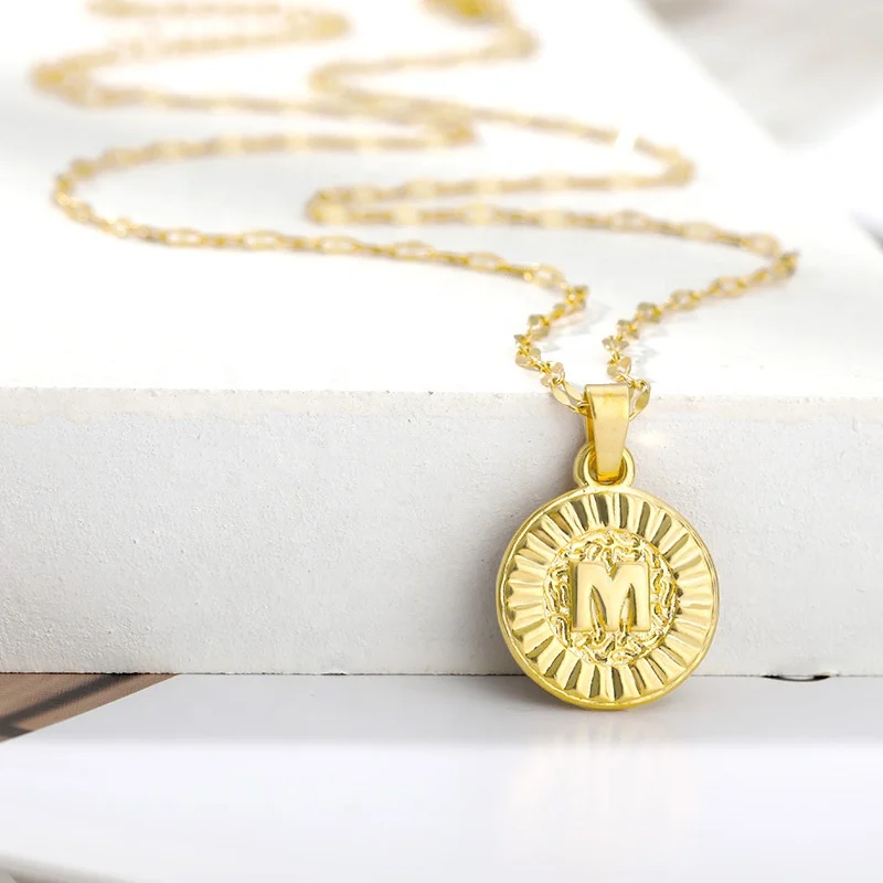 Women Girls Initial Letter Jewelry 18K Gold Plated Brass Round Pendant 26 Letters Carved Necklaces
Women Girls Initial Letter Jewelry 18K Gold Plated Brass Round Pendant 26 Letters Carved Necklaces
