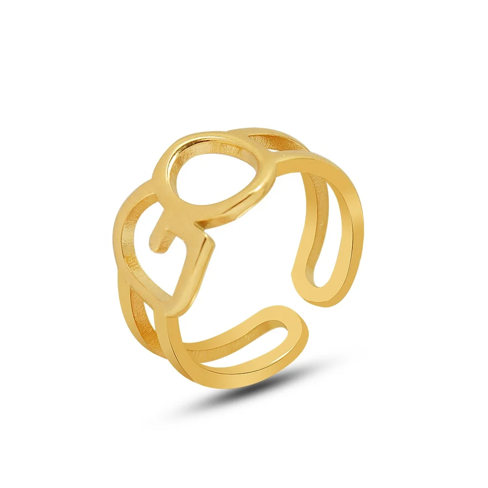 Wholesale Price Unisex Alphabet 18K Gold Jewelry Stainless Steel Open Ring 
Wholesale Price Unisex Alphabet 18K Gold Jewelry Stainless Steel Open Ring