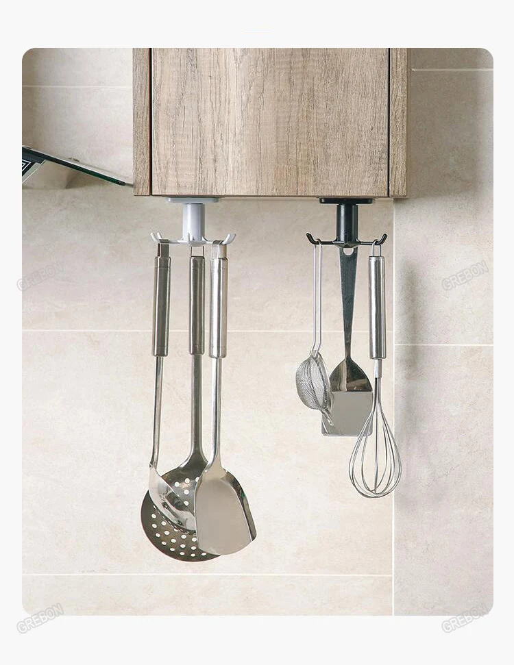 Punch Free Kitchen Wall Compact Shelf Rotating Hook Spatula Spoon Kitchen Utensils Bathroom Wall Mounted Artifact
Punch Free Kitchen Wall Compact Shelf Rotating Hook Spatula Spoon Kitchen Utensils Bathroom Wall Mounted Artifact