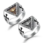 Factory Price Punk Cool Design Eye Shape Geometric Wholesale Size Stainless Steel Men Ring