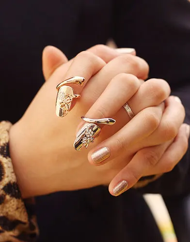 New Fashion Personality Nail Ring Gold Silver Dragonfly Flower Ring Flashing Diamond Nail Jewelry Ring For Women
New Fashion Personality Nail Ring Gold Silver Dragonfly Flower Ring Flashing Diamond Nail Jewelry Ring For Women