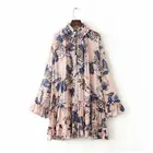 Printed summer mini long sleeve clothes women dress