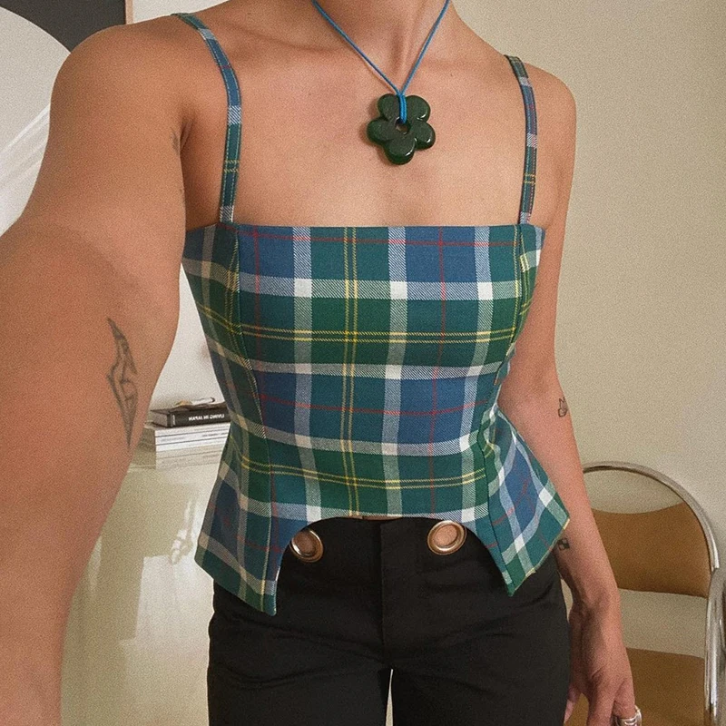 Fall sexy tops cartoon printing vest women's sleeveless girls bandage bodycon check print crop tank top, Green
Fall sexy tops cartoon printing vest women's sleeveless girls bandage bodycon check print crop tank top, Green