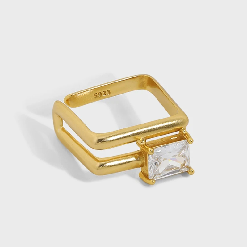 Trendy geometric hollow out zircon jewelry 925 sterling silver gold plated fashion resizable ring for women
Trendy geometric hollow out zircon jewelry 925 sterling silver gold plated fashion resizable ring for women