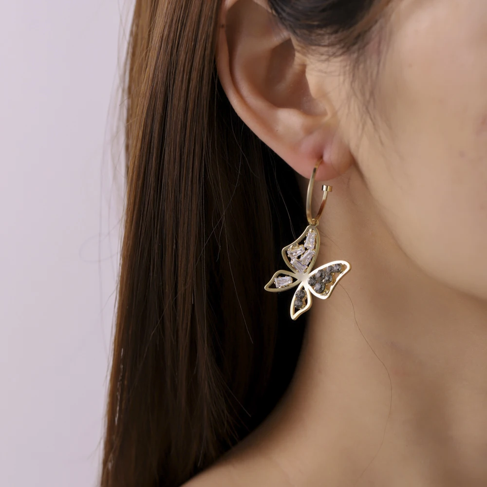 NEULRY Temperament Brass French Style C-shaped Full Diamond Women Korean Butterfly Earrings, Gold
NEULRY Temperament Brass French Style C-shaped Full Diamond Women Korean Butterfly Earrings, Gold