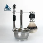 Logo Customization Synthetic Brush Set Men Shaving High Quality Synthetic Hair Shaving Brush Set with Metal Bowl for Men Shaving