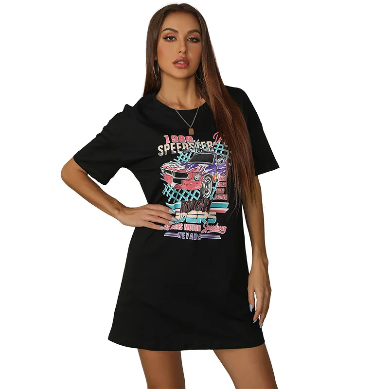 New Arrival Simple Harajuku Pullover Digital Printing Tshirts Dress Women Casual Streetwear Household Straight T Shirts Dresses, Black
New Arrival Simple Harajuku Pullover Digital Printing Tshirts Dress Women Casual Streetwear Household Straight T Shirts Dresses, Black