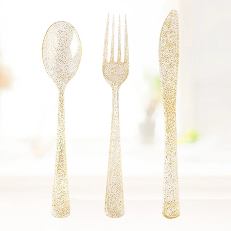 Customized logo luxury glitter shiny disposable to go cutlery set silverware flatware gold cutlery set
Customized logo luxury glitter shiny disposable to go cutlery set silverware flatware gold cutlery set
