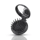 Best Sales Colorful Mini folding hair brush with mirror comb
