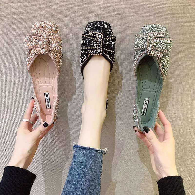 Ladies Bling Crystal Diamond Black Pink Dress Flats Womens Bow Sequins Single Shoes Rhinestone Glitter Square Toe Ballet Flats, As pictures
Ladies Bling Crystal Diamond Black Pink Dress Flats Womens Bow Sequins Single Shoes Rhinestone Glitter Square Toe Ballet Flats, As pictures