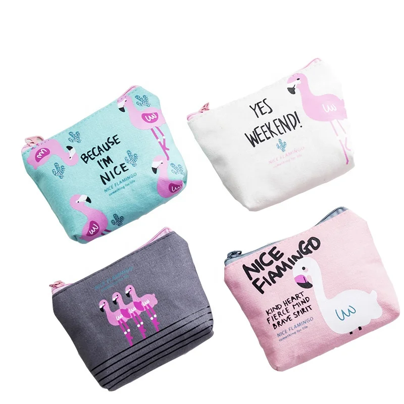 Korean Cute Cartoon Canvas Flamingo Printing Mini Coin Bag Student Zipper Pocket Coin Purse, 4 colors or customized colors
Korean Cute Cartoon Canvas Flamingo Printing Mini Coin Bag Student Zipper Pocket Coin Purse, 4 colors or customized colors