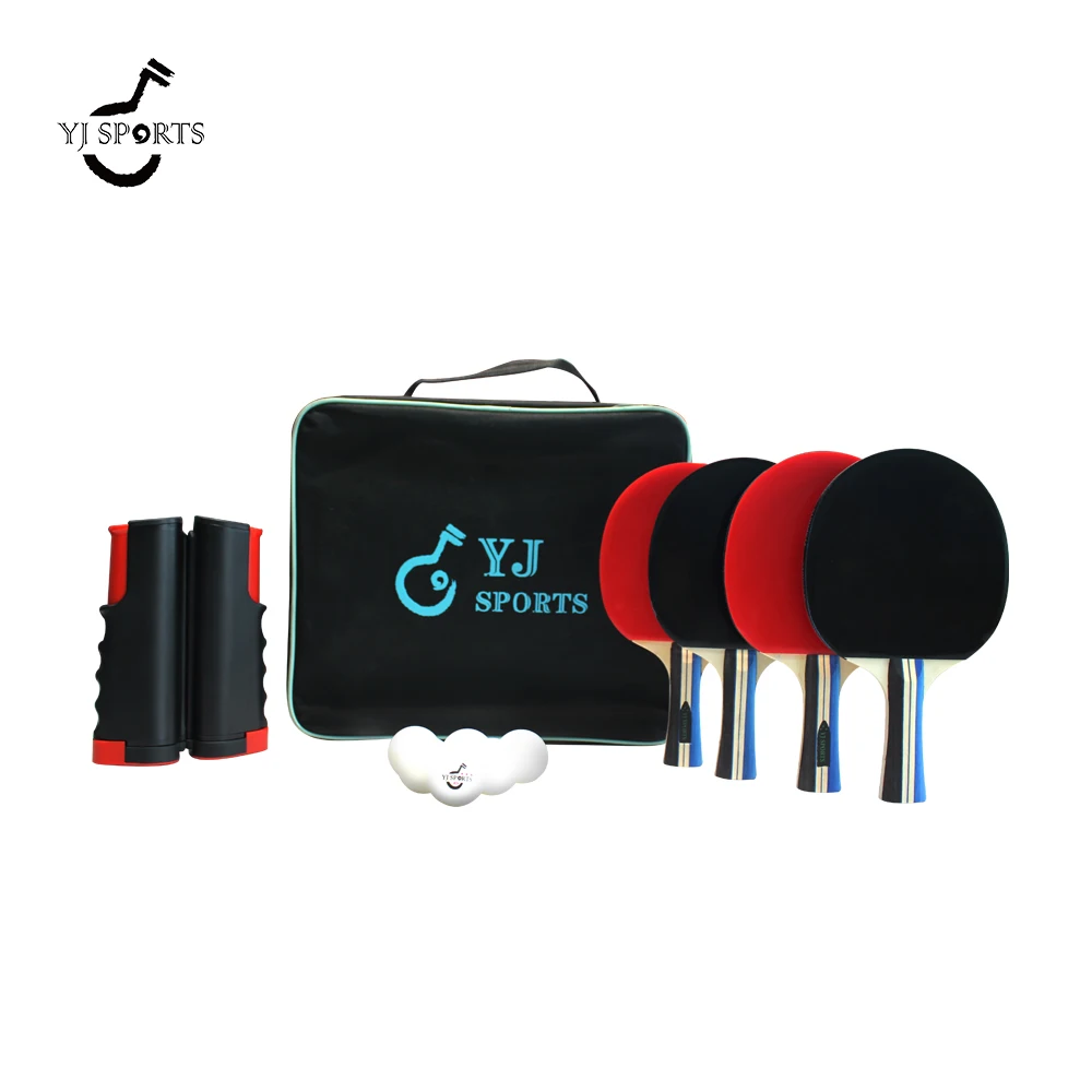 YoungJoy YJ sports 4 rackets 6 balls with retractable net family entertainment rackets sets customized log table tennis set 
YoungJoy YJ sports 4 rackets 6 balls with retractable net family entertainment rackets sets customized log table tennis set