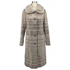 High quality suede crew neck women's coat large size slim fit winter coat real fur collar