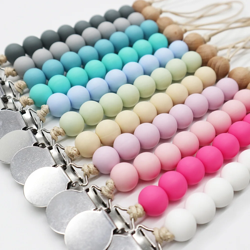 Custom Newborn Silicone Wooden Beads Pacifier Clips With Silicone Wooden Metal Clips, 11 colors ,customed
Custom Newborn Silicone Wooden Beads Pacifier Clips With Silicone Wooden Metal Clips, 11 colors ,customed
