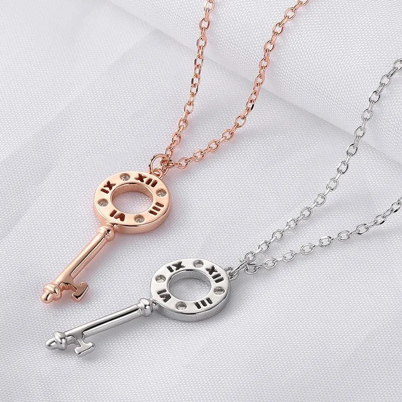 HongTong Roman Numeral Key Four Diamond Necklace Rose Gold Hollow Stainless Steel Key Pendant Necklace
HongTong Roman Numeral Key Four Diamond Necklace Rose Gold Hollow Stainless Steel Key Pendant Necklace
