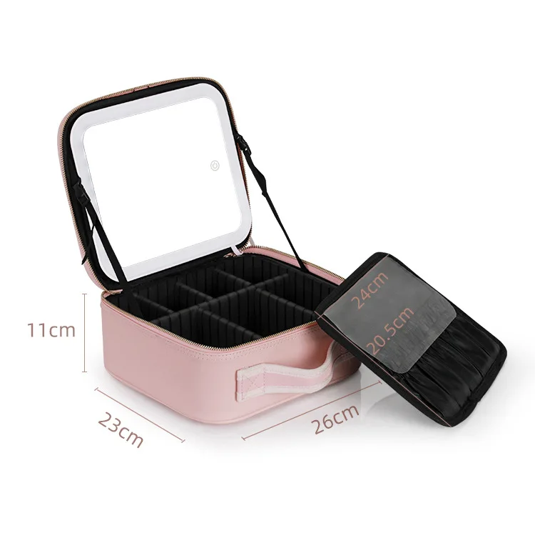 Large-capacity cosmetic bag with LED light full-screen mirror portable travel makeup storage bag Fashion cosmetic storage box, White, black, pink
Large-capacity cosmetic bag with LED light full-screen mirror portable travel makeup storage bag Fashion cosmetic storage box, White, black, pink
