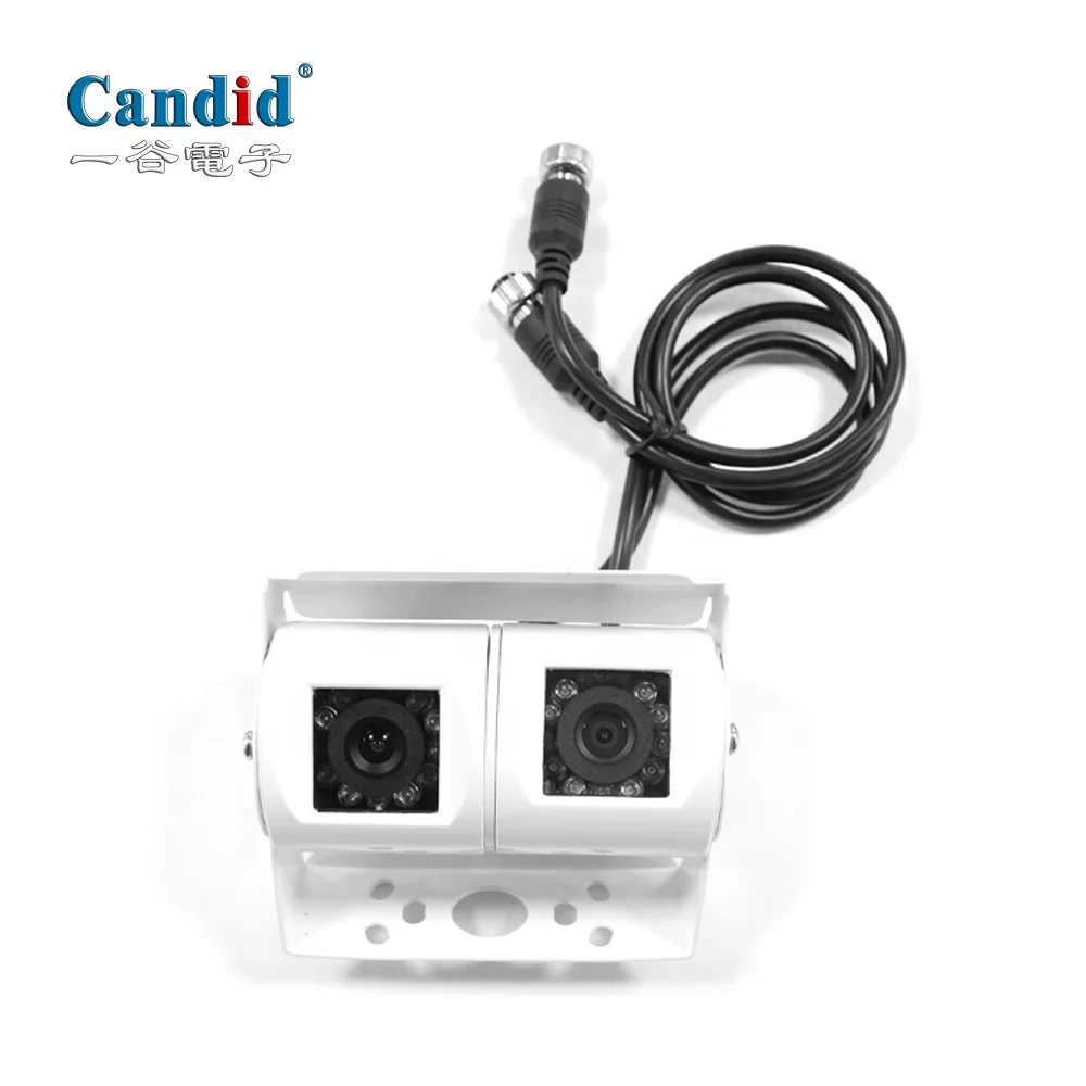 Dual lens camera different angle with 12pcs LED lights for truck/heavy duty vehicle/bus/treiler
