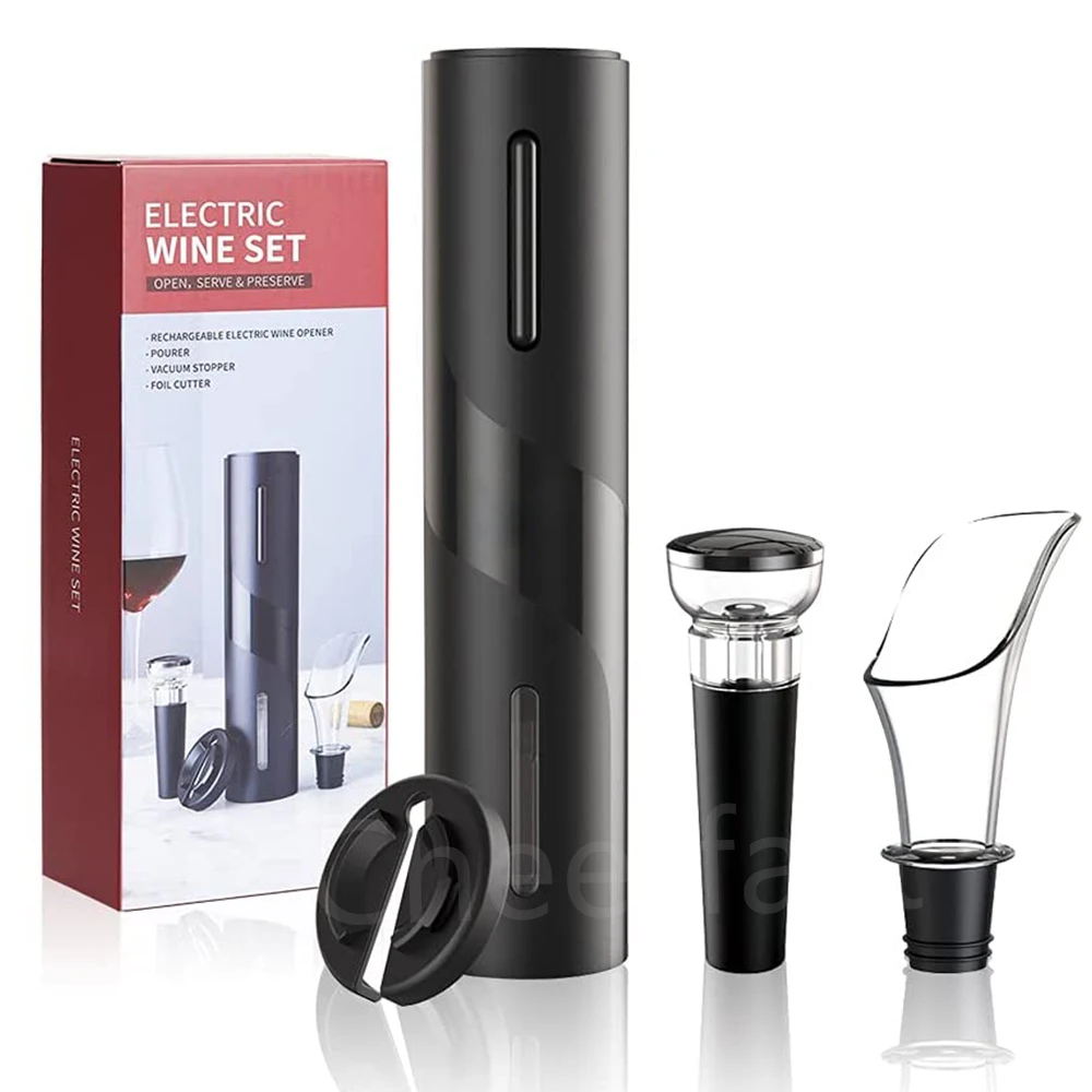 Most Popular Battery Automatic Wine Bottle Corkscrew With Foil Cutter Kit Rechargeable Electric Wine Opener Gift Set
Most Popular Battery Automatic Wine Bottle Corkscrew With Foil Cutter Kit Rechargeable Electric Wine Opener Gift Set