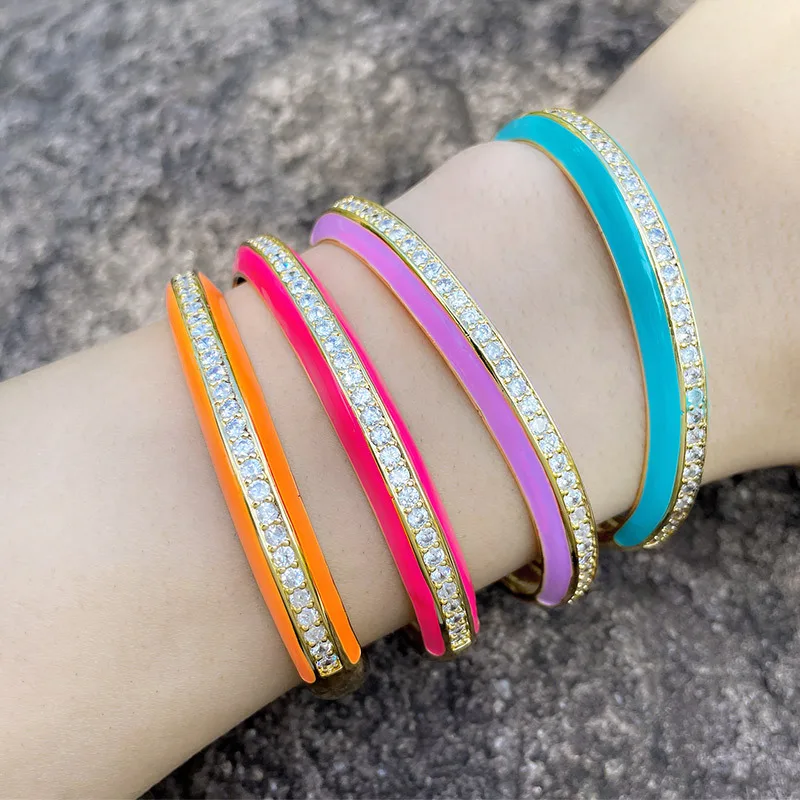 Hot-selling accessories niche design personalized Bohemian colored oil drop zircon bracelet Bangle, Orange
Hot-selling accessories niche design personalized Bohemian colored oil drop zircon bracelet Bangle, Orange