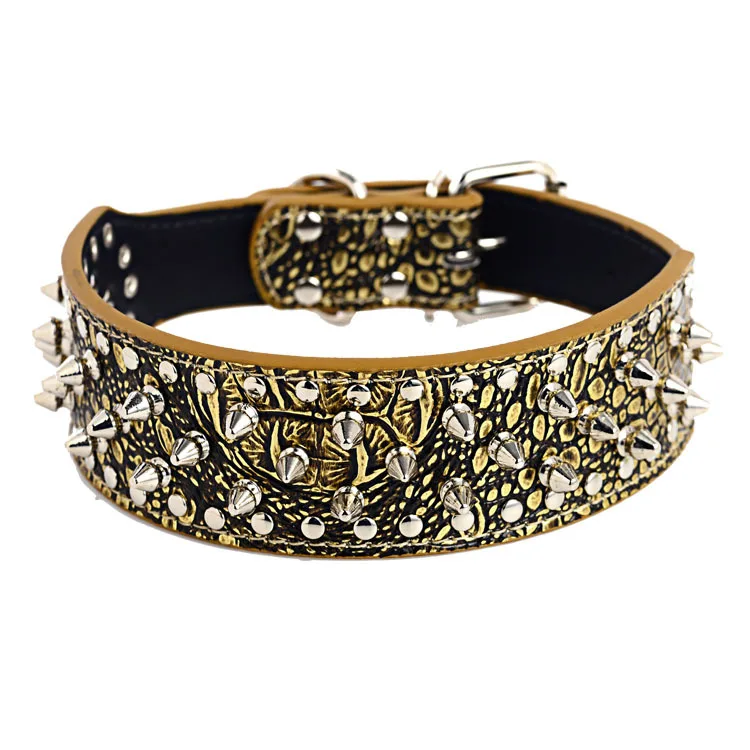 Luxury Heavy Duty Tweed Genuine Wide Punk Pu Rivet Beaded Leather Large Dog Collar for pet
Luxury Heavy Duty Tweed Genuine Wide Punk Pu Rivet Beaded Leather Large Dog Collar for pet