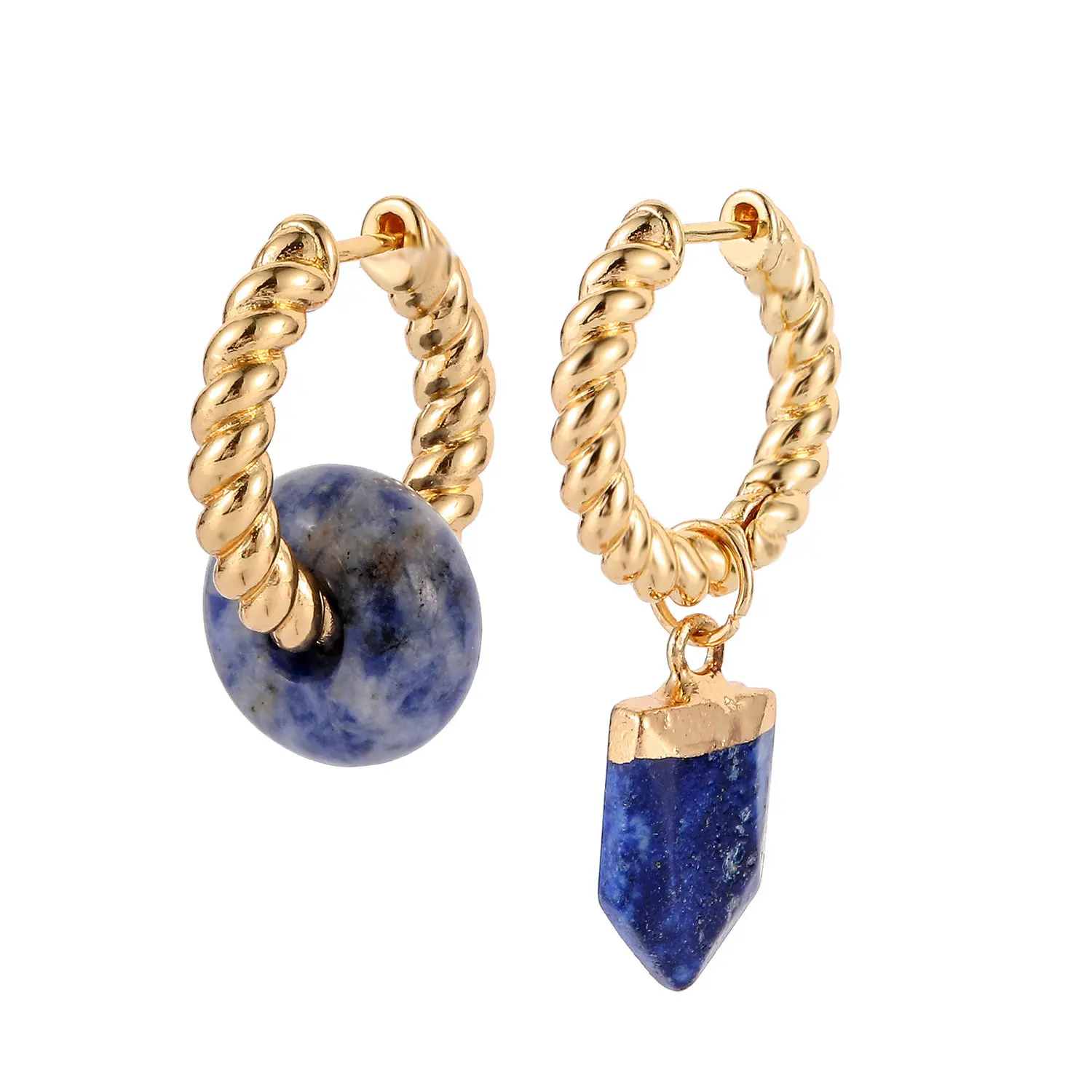 Unique 2020 luxury designer semi-precious stone Jewelry Twist Gold Hoop Lapis Stone Earrings
Unique 2020 luxury designer semi-precious stone Jewelry Twist Gold Hoop Lapis Stone Earrings