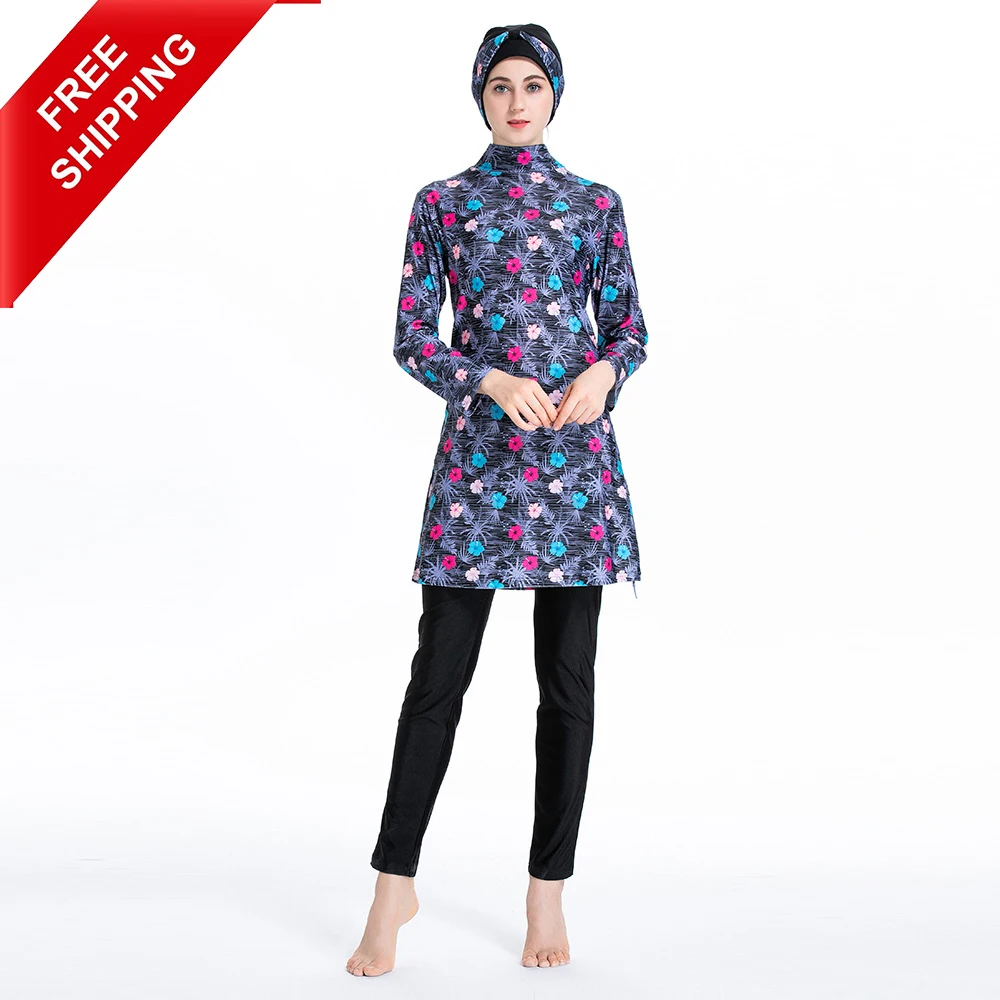 FREE SHIPPING Sunscreen Digital Printed Women's Swimsuit 3-Piece Swimwear Sexy Islamic Muslim Swimwear With Underwire Chest Pad, Purple/sapphire/black/sky blue
FREE SHIPPING Sunscreen Digital Printed Women's Swimsuit 3-Piece Swimwear Sexy Islamic Muslim Swimwear With Underwire Chest Pad, Purple/sapphire/black/sky blue