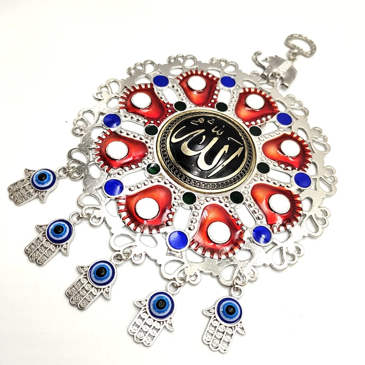 Wholesale Newest Enamel Red Blue Evil Eyes Home Decoration With Small Hamsa Charms Alloy Wall Hanging, Customized color
Wholesale Newest Enamel Red Blue Evil Eyes Home Decoration With Small Hamsa Charms Alloy Wall Hanging, Customized color