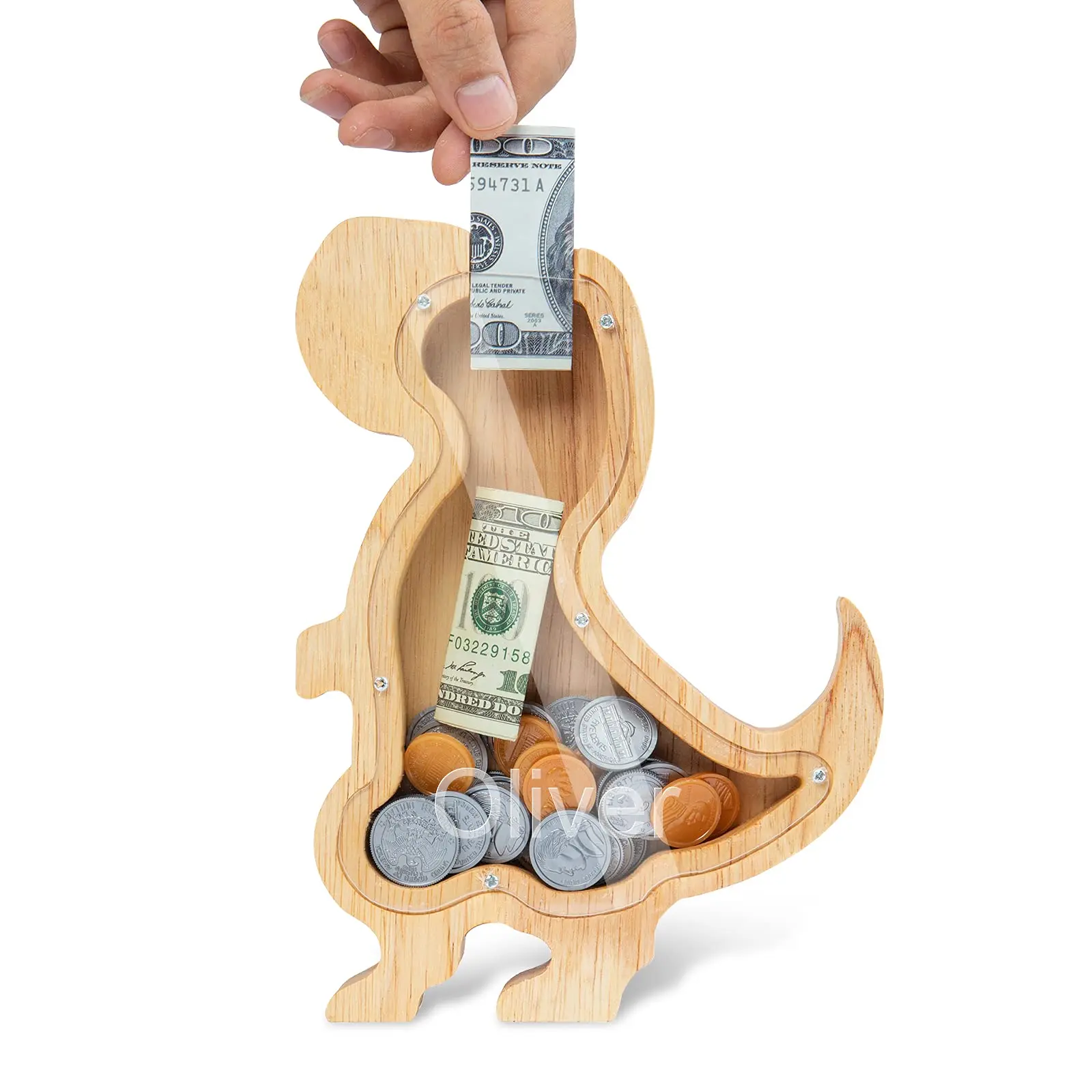 Personalized Wooden Animal Dibosaur Coin Saver Piggy Bank Custom Name Acrylic Piggy Bank for Kids
Personalized Wooden Animal Dibosaur Coin Saver Piggy Bank Custom Name Acrylic Piggy Bank for Kids