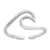 Fashion 925 Sterling Silver Adjustable Ocean Sea Wave Toe Rings