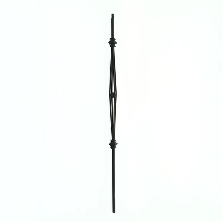 Satin black gray gold hollow iron balustrade interior staircase