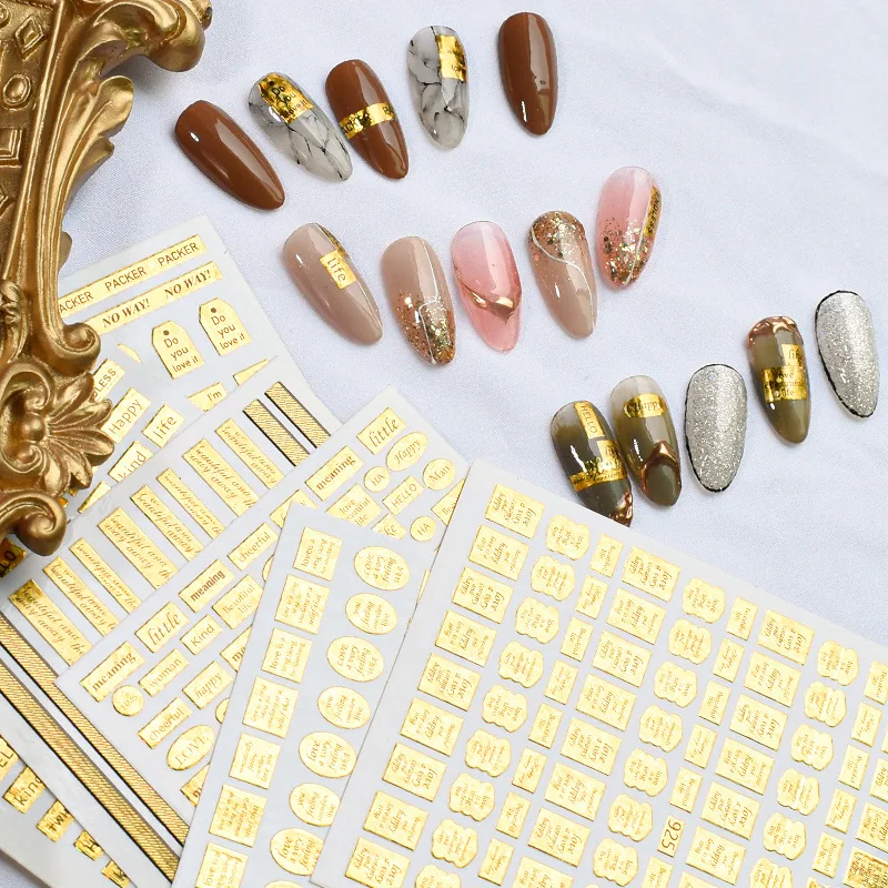 Popular Luxury Brand Name Logo 3D Bronzing Gel Designer Gold Rose Butterfly Nail Foil Rolls Flame LETTERS Stickers, Shown
Popular Luxury Brand Name Logo 3D Bronzing Gel Designer Gold Rose Butterfly Nail Foil Rolls Flame LETTERS Stickers, Shown