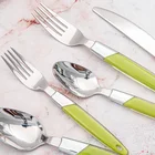 24pc cutlery set with plastic color handle spoon fork knife on stand dinner flatware set in a custom gift box