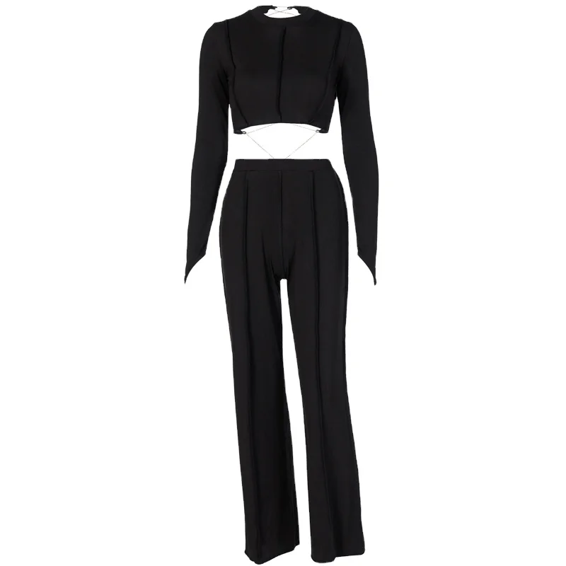 Fall 2021 Women Clothes Sexy Backless Bandage Casual Outfits Fashion Oem Comfortable High Waist Two Piece Pants Set
Fall 2021 Women Clothes Sexy Backless Bandage Casual Outfits Fashion Oem Comfortable High Waist Two Piece Pants Set