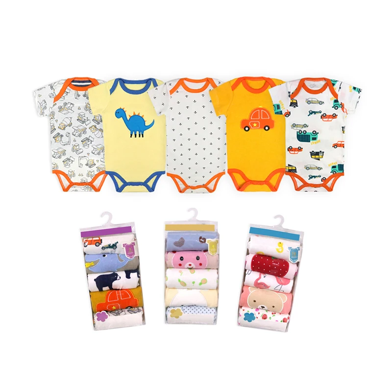 Summer Wholesale Newborn Cute Cartoon Baby Clothes Short Sleeves Baby Organic Cotton Romper 5Pcs Set Random Dropshipping
Summer Wholesale Newborn Cute Cartoon Baby Clothes Short Sleeves Baby Organic Cotton Romper 5Pcs Set Random Dropshipping