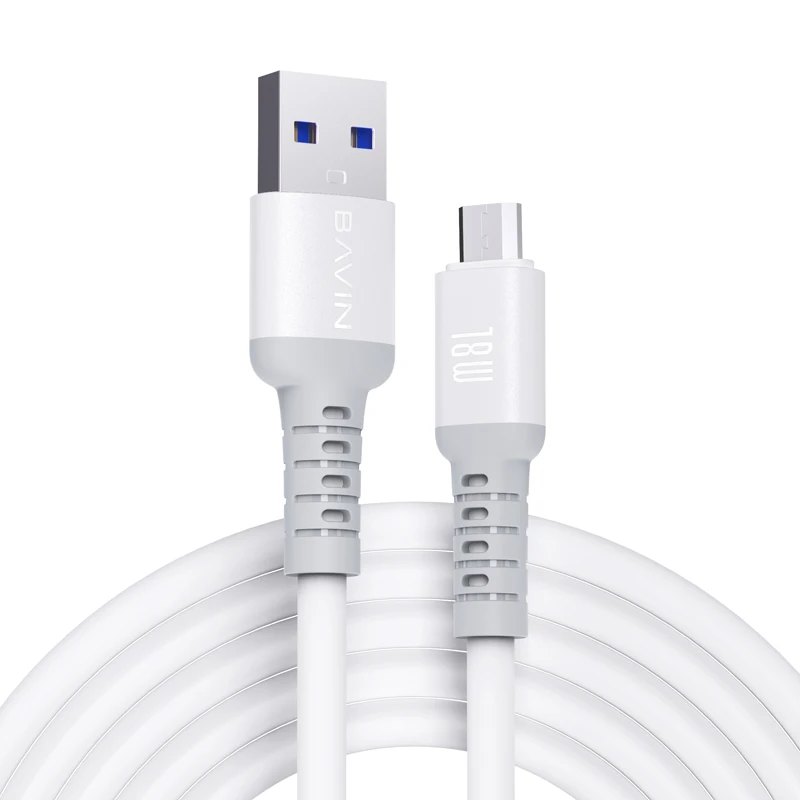 BAVIN CB259 Super fluid silicone usb cable soft charging thick cable fast charging android data cable customize package and LOGO, White
BAVIN CB259 Super fluid silicone usb cable soft charging thick cable fast charging android data cable customize package and LOGO, White