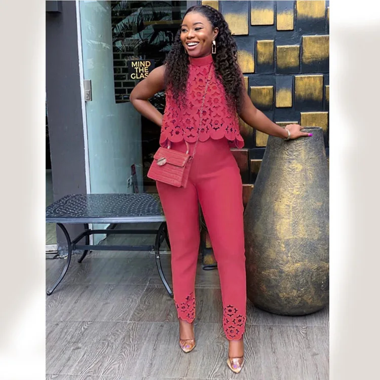 Graceful Hollow Out flower pattern Solid Women Clothing Sleeveless Top And Long Pants Two Piece Sets, Picture color
Graceful Hollow Out flower pattern Solid Women Clothing Sleeveless Top And Long Pants Two Piece Sets, Picture color