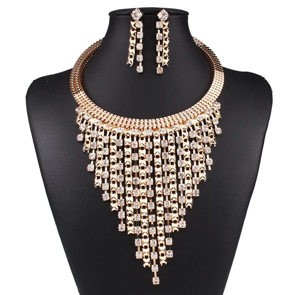 Q3589 High quality Women gold jewelry set rhinestones jewelry set tassels necklace and earrings set
Q3589 High quality Women gold jewelry set rhinestones jewelry set tassels necklace and earrings set