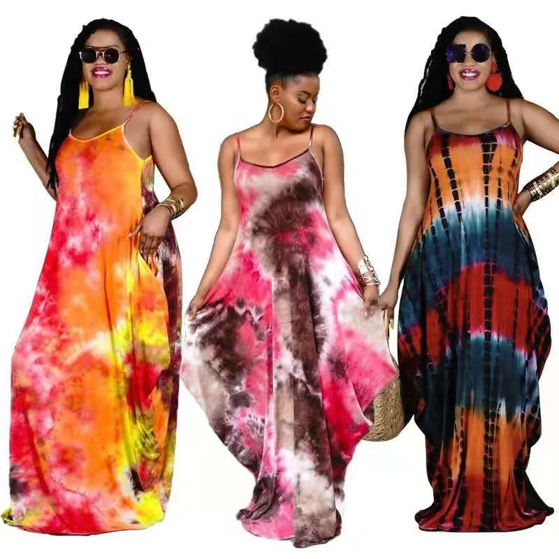 2021 Women Casual Dresses Summer Ladies Tie Dye Printing Loose Sexy Sling Long Dress Plus Size One Piece MIaxi dress, Picture color
2021 Women Casual Dresses Summer Ladies Tie Dye Printing Loose Sexy Sling Long Dress Plus Size One Piece MIaxi dress, Picture color