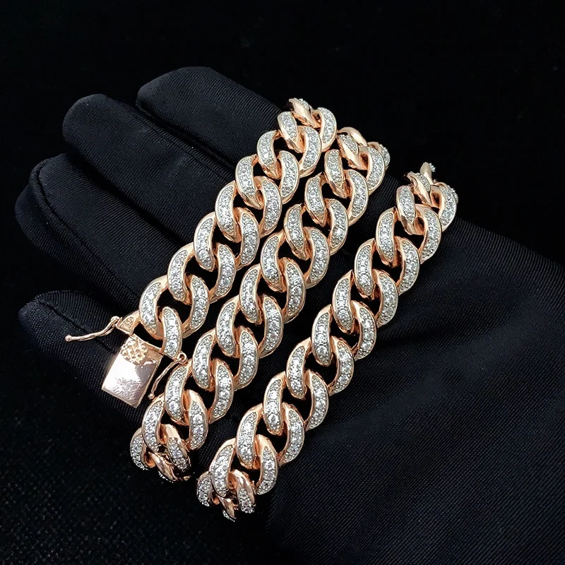 Solid Silver Micro Pave Iced Out Lab Diamonds Iced Out Hip Hop Miami Cuban Link Moissanite Necklace
Solid Silver Micro Pave Iced Out Lab Diamonds Iced Out Hip Hop Miami Cuban Link Moissanite Necklace