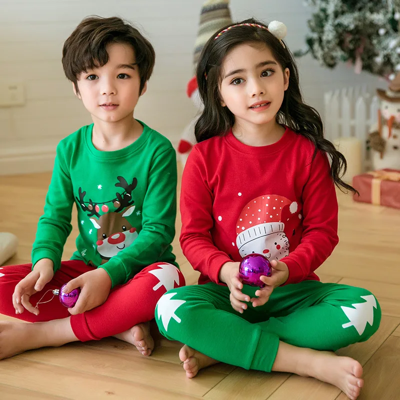 Autumn Girl And Boy Clothing Long Trousers Cartoon Printing Suit Home Service Christmas Cotton Kids Clothes, Green red
Autumn Girl And Boy Clothing Long Trousers Cartoon Printing Suit Home Service Christmas Cotton Kids Clothes, Green red