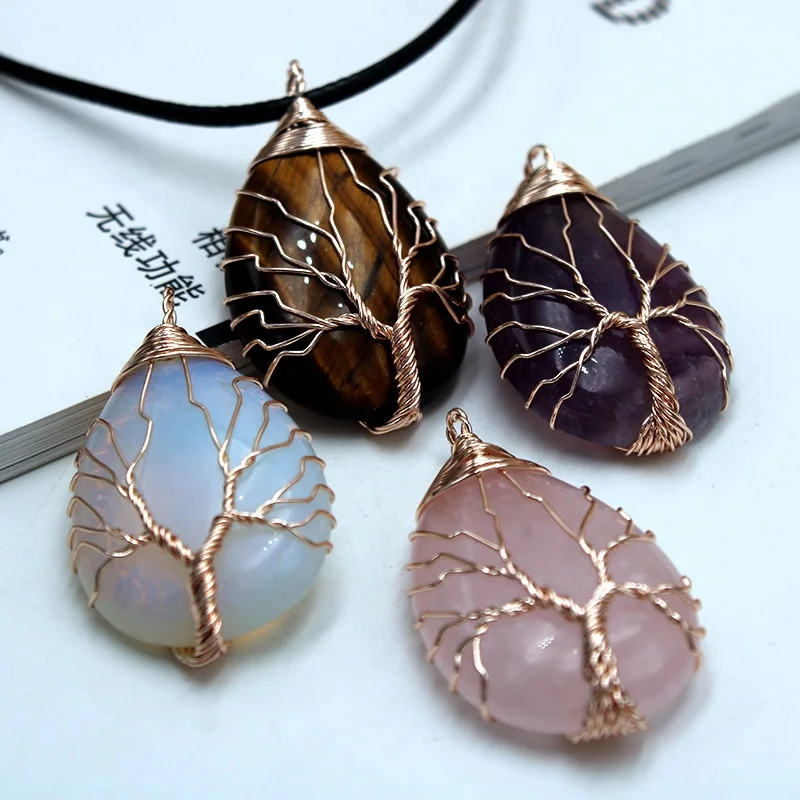 Chakra Tree of Life Wire Wrap Water Drop Pendant Necklace Natural Handmade Gemstone Jewelry Gift
Chakra Tree of Life Wire Wrap Water Drop Pendant Necklace Natural Handmade Gemstone Jewelry Gift