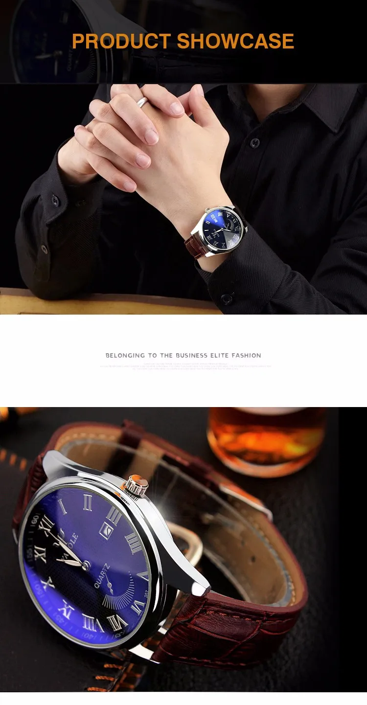 Yazole Z 307 Wristwatch Genuine Leather Calendar China Factory Waterproof Unique Two and Half Real Pointer Design Mens Watch