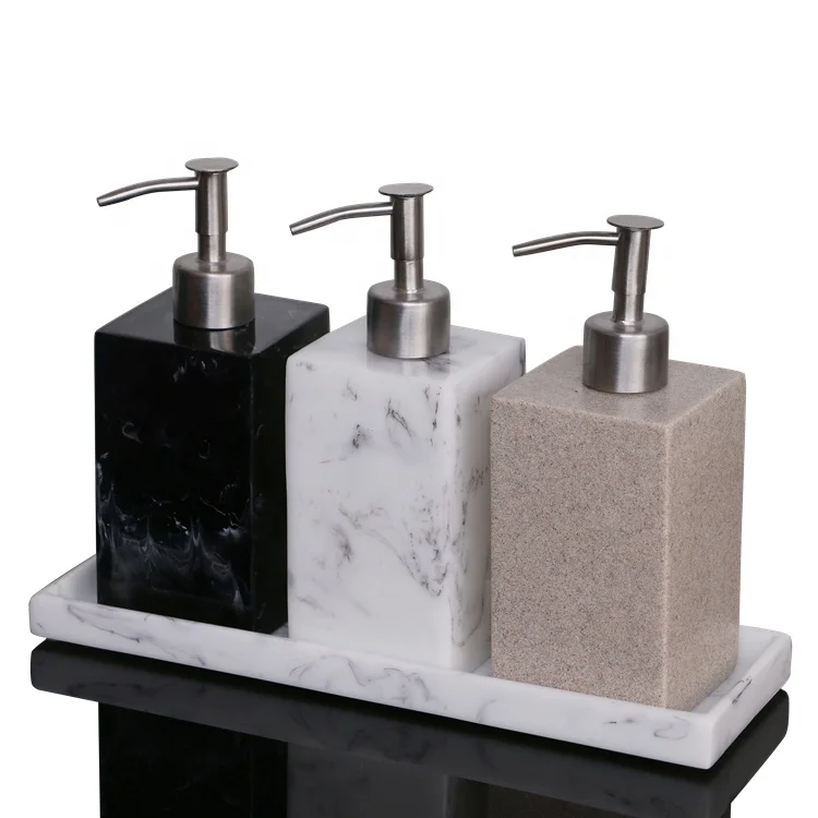 4pcs Luxury hotel bathroom accessories soap dispenser set, As picture showed or customized color 
4pcs Luxury hotel bathroom accessories soap dispenser set, As picture showed or customized color
